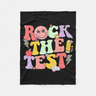 Rock The Test Testing Day Shirt For Teacher Studen Fleece Blanket