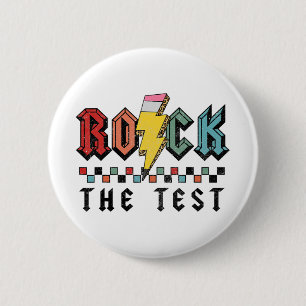 Rock The Test Testing Day Shirts For Teacher Men W 2 Inch Round Button