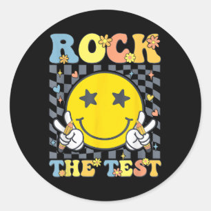 Rock The Test Testing Day Teacher Classic Round Sticker
