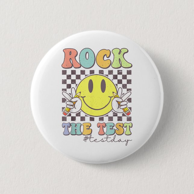 Rock The Test Testing Motivational Teacher  2 Inch Round Button (Front)
