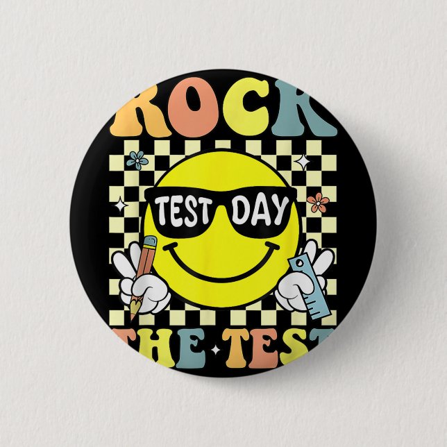 Rock The Test Testing Motivational Teacher  2 Inch Round Button (Front)