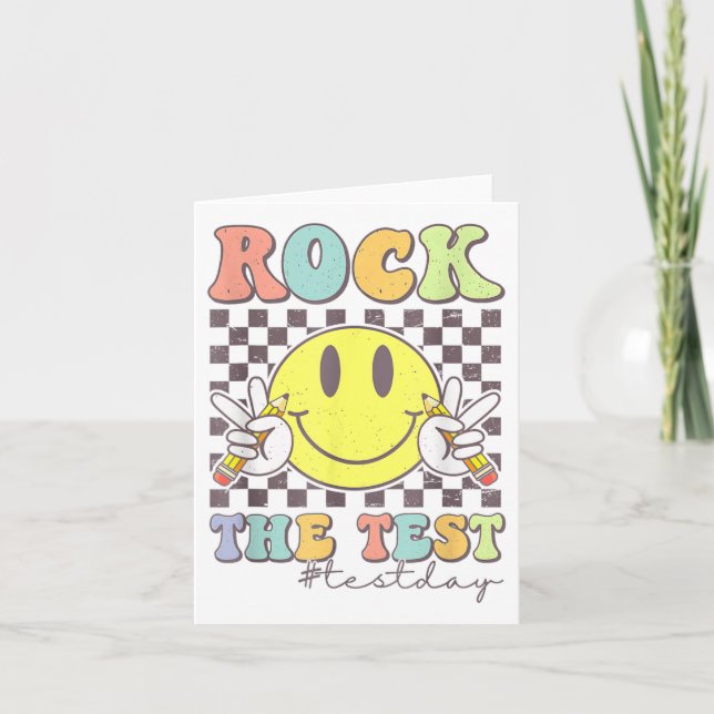Rock The Test Testing Motivational Teacher  Card (Front)