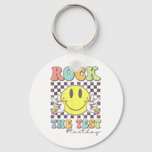 Rock The Test Testing Motivational Teacher Keychain