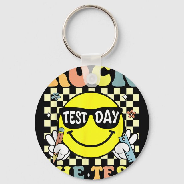 Rock The Test Testing Motivational Teacher  Keychain (Front)