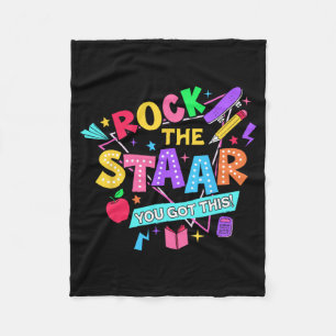 Rock The Test You Got This Test Day Teachers Stude Fleece Blanket