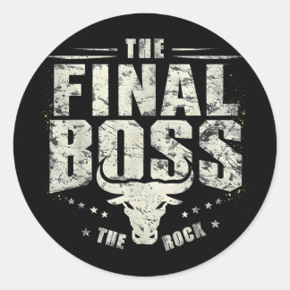 Rock Vintage Music Boss Final White Design Fun Mus Classic Round Sticker
