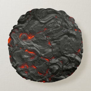 Rock volcanic hot lava burn boil round pillow