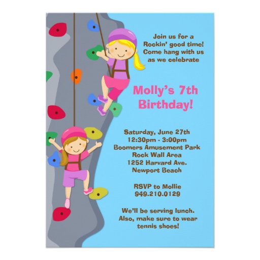 Climbing Wall Party Invitations 6