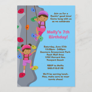 Rock Wall Climbing Birthday Party Invitation