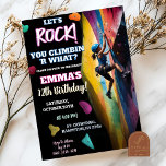 Rock Wall Climbing On Over Birthday Girl  Invitation<br><div class="desc">Rock Climbing Birthday Girl Invitation,  Indoor Rock Wall Kids Birthday Party,  Climbing On Over Birthday Party,  Ziplining Birthday Party</div>