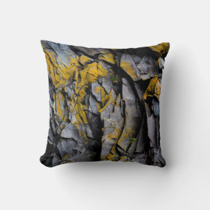 Rock wall crevices geology pattern throw pillow