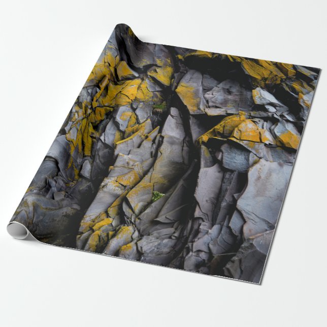 Rock wall crevices geology pattern wrapping paper (Unrolled)