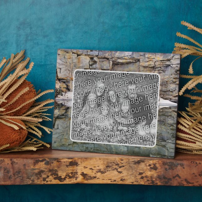 Rock Wall Reflections Pond Add Your Own Photo Plaque (Side)