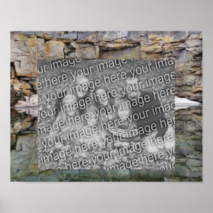 Rock Wall Reflections Pond Add Your Photo Poster