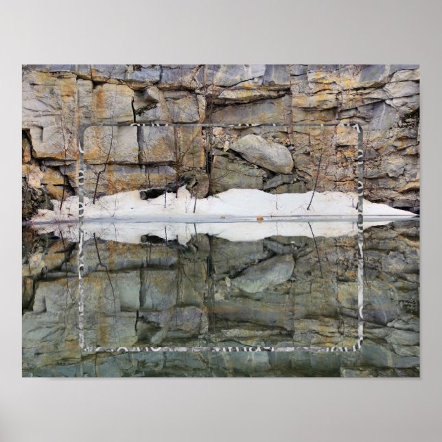 Rock Wall Reflections Pond Add Your Photo Poster (Front)