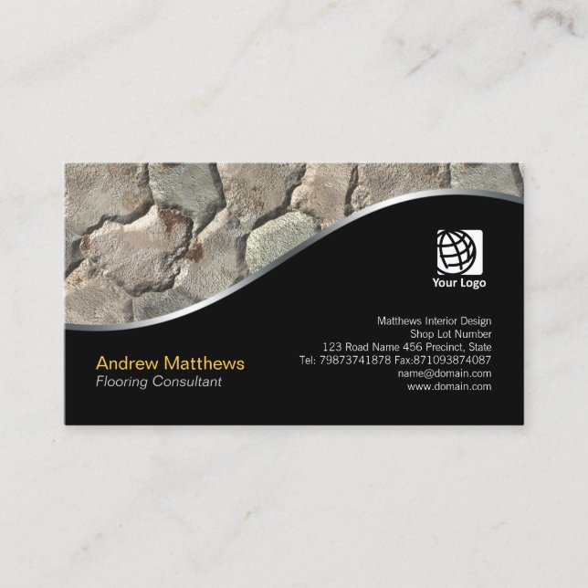 Rock Wall Texture Interior Design Business Card (Front)