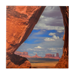 Rock window to Monument Valley, AZ Tile