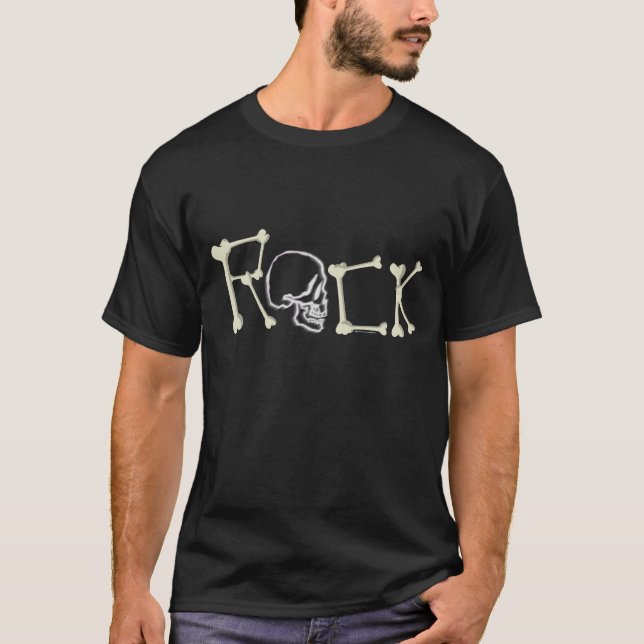 Rock with bones and skull T-Shirt (Front)