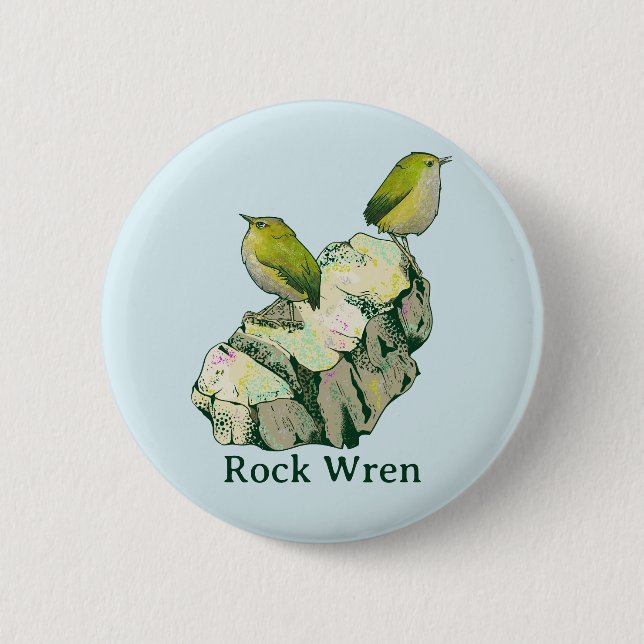 Rock Wren birds New Zealand 2 Inch Round Button (Front)