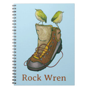 Rock Wren Tuke On a hiking boot Notebook
