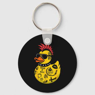 Rock Yellow Rubber Duck Men Women Kids Funny Duck  Keychain