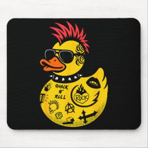 Rock Yellow Rubber Duck Men Women Kids Funny Duck Mouse Pad