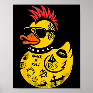 Rock Yellow Rubber Duck Men Women Kids Funny Duck Poster