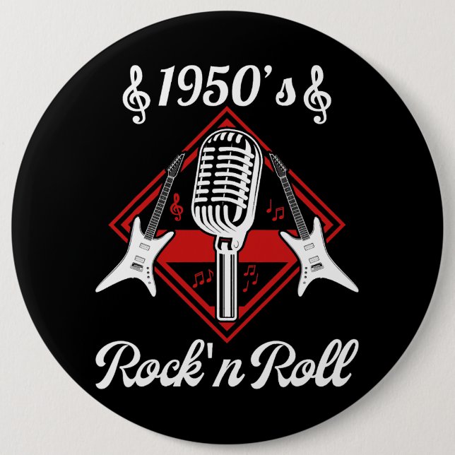 Rockabilly 50s Rock and Roll Music 6 Inch Round Button (Front)