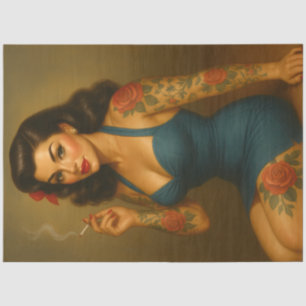 Rockabilly Bombshell Pin-Up – Vintage Tattoo Girl  Tissue Paper