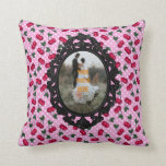 Rockabilly Cherries on Pink Personalize with Photo Throw Pillow<br><div class="desc">Retro vintage inspired style cherries on pink polka dots and a strong black frame - put your own photo in for a special gift for Newlyweds who love Rockabilly and/or vintage 50s look. very 50s rockabilly - want another color for frame or background?- check my store or message me for...</div>