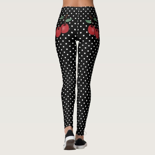 ROCKABILLY CHERRY LOVE POKE DOT LEGGINGS (Back)