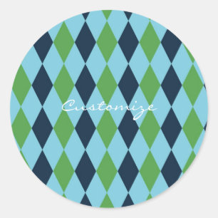 Rockabilly diamond plaid Thunder_Cove Classic Round Sticker