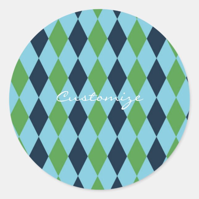 Rockabilly diamond plaid Thunder_Cove Classic Round Sticker (Front)