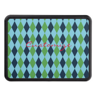Rockabilly diamond plaid Thunder_Cove Trailer Hitch Cover