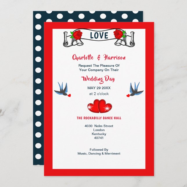 Rockabilly Fifties Wedding Invitation (Front/Back)