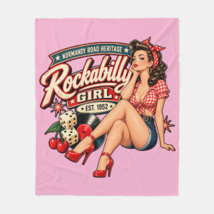 Rockabilly Girl Fleece Blanket – Pink Vintage Amer