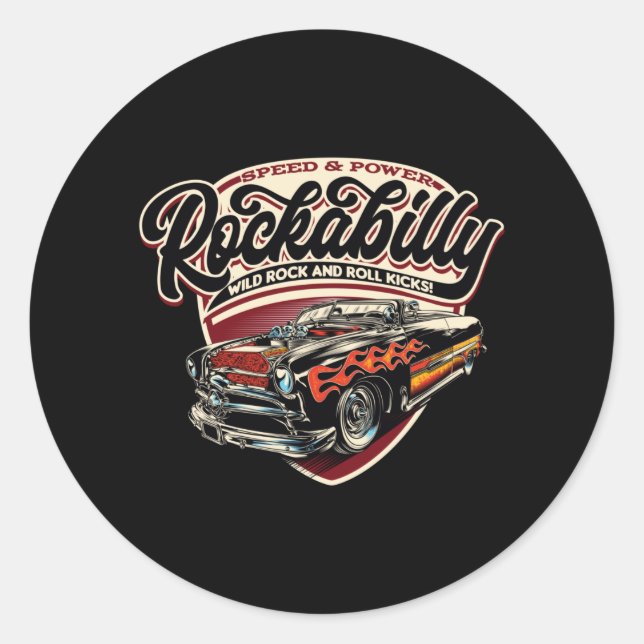 Rockabilly Hotrod Speed Flames - neg Classic Round Sticker (Front)