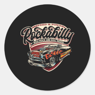 Rockabilly Hotrod Speed Flames - neg Classic Round Sticker