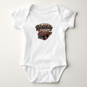 Rockabilly Hotrod Speed Flames - pos Baby Bodysuit