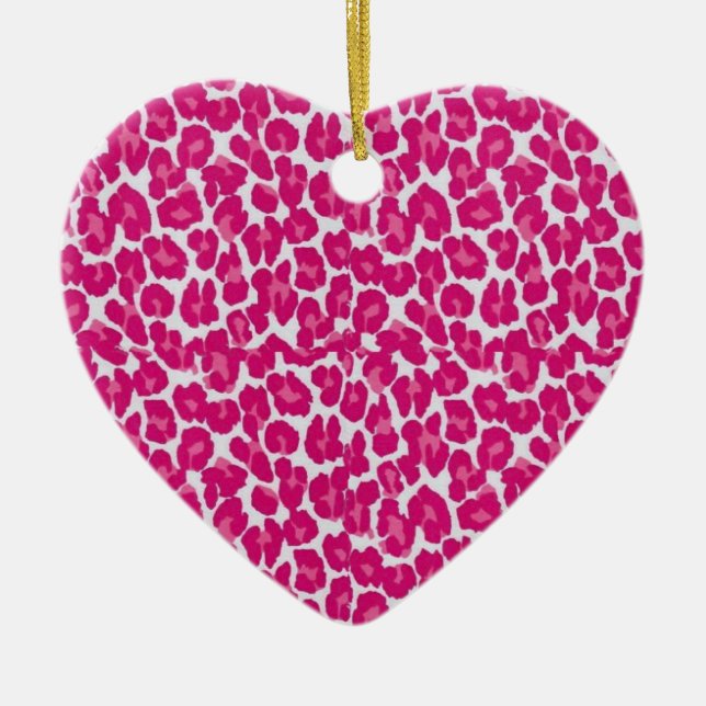 Rockabilly Love "Pink Leopard" Ceramic Ornament (Front)