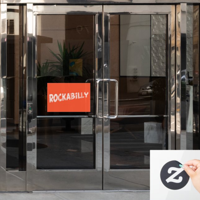 RockaBilly orange window cling (Office Door)