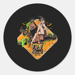 Rockabilly Pin-up Girl Witch Rock Music Halloween  Classic Round Sticker