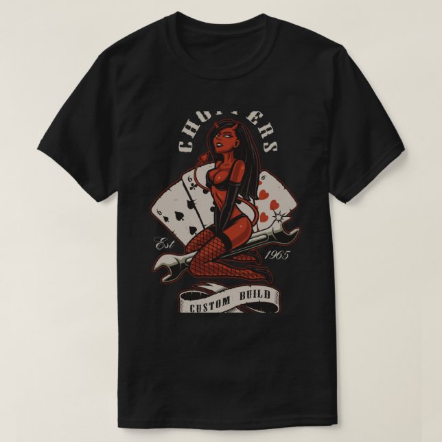 Rockabilly Pinup Devil Girl T-Shirt (Design Front)