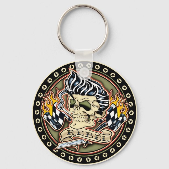 Rockabilly Rebel Keychain (Front)