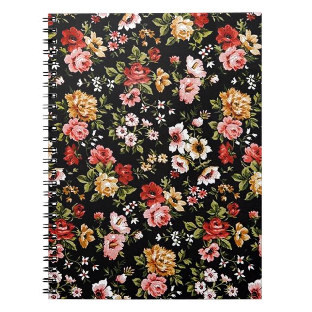 Rockabilly retro fifties floral daisies notebook (Front)