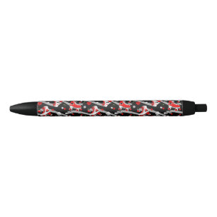 Rockabilly Retro Roller Skating Pattern Black Ink Pen