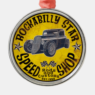 Rockabilly ride metal ornament