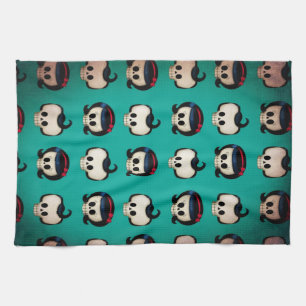 Rockabilly Skulls Pattern Kitchen Towel