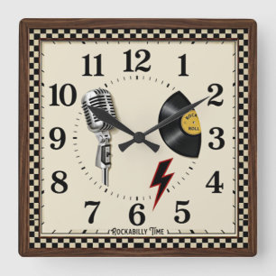 Rockabilly Square Wall Clock