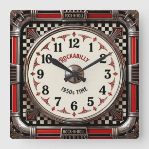 Rockabilly Square Wall Clock